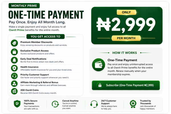 Monthy One-time payment